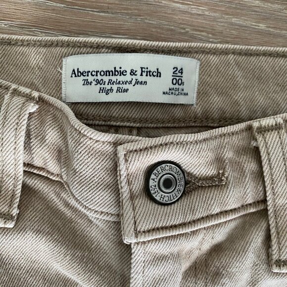 ABERCROMBIE & FITCH High Rise 90's Relaxed Jeans Oat Size 24S - Picture 8 of 8